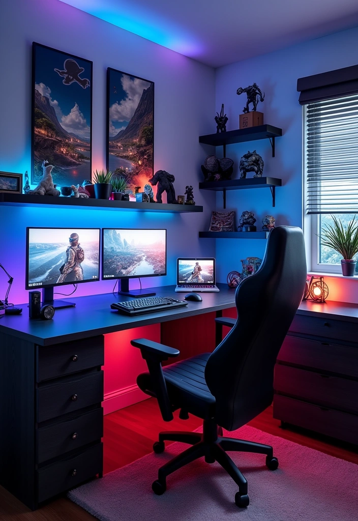 21+ Boys Bedroom Ideas: Fun and Practical - 2. Gamer’s Paradise: The Ultimate Gaming Setup