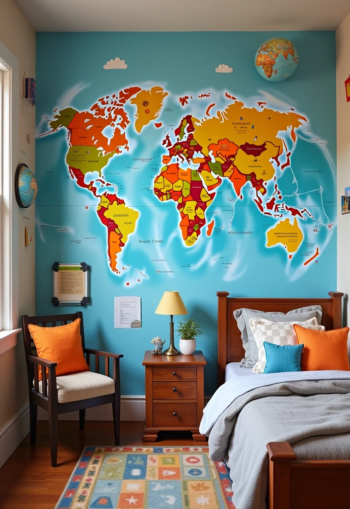 21+ Boys Bedroom Ideas: Fun and Practical - 9. World Traveler: Globally Inspired Decor