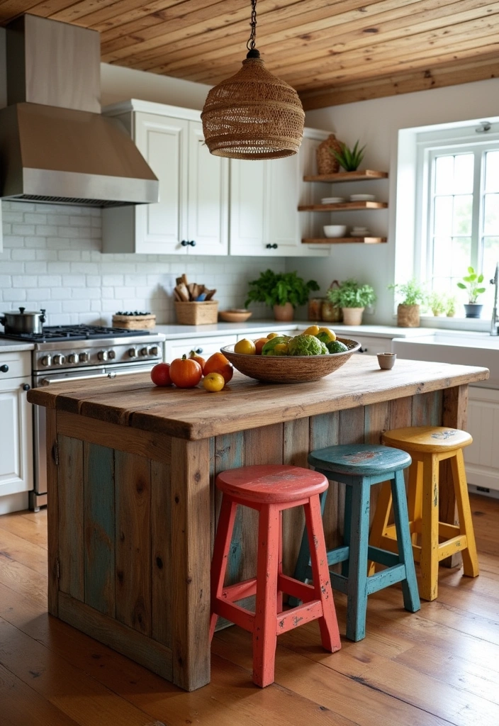 21+ Chic Boho Kitchen Ideas - 10. Unique Kitchen Island