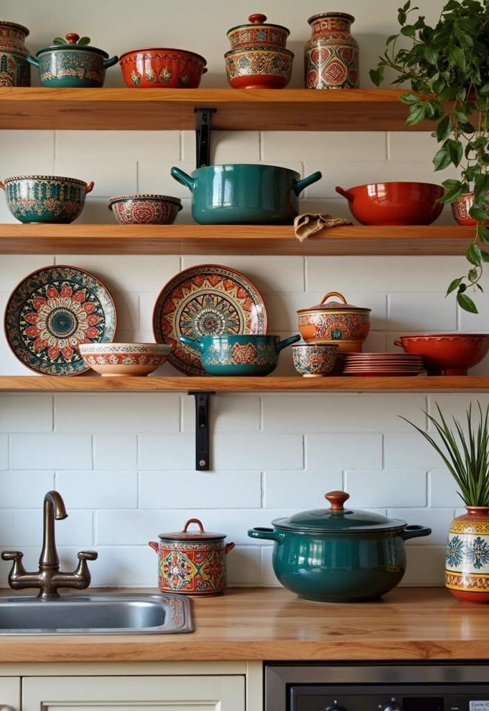 21+ Chic Boho Kitchen Ideas - 20. Artistic Cookware