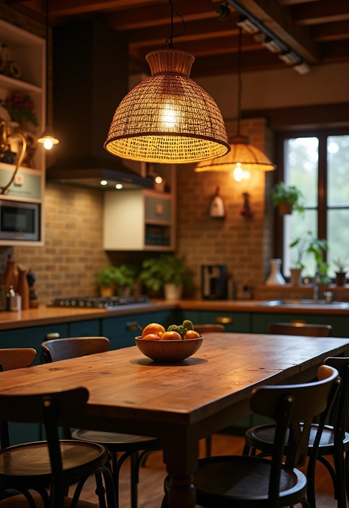 21+ Chic Boho Kitchen Ideas - 5. Whimsical Lighting Fixtures