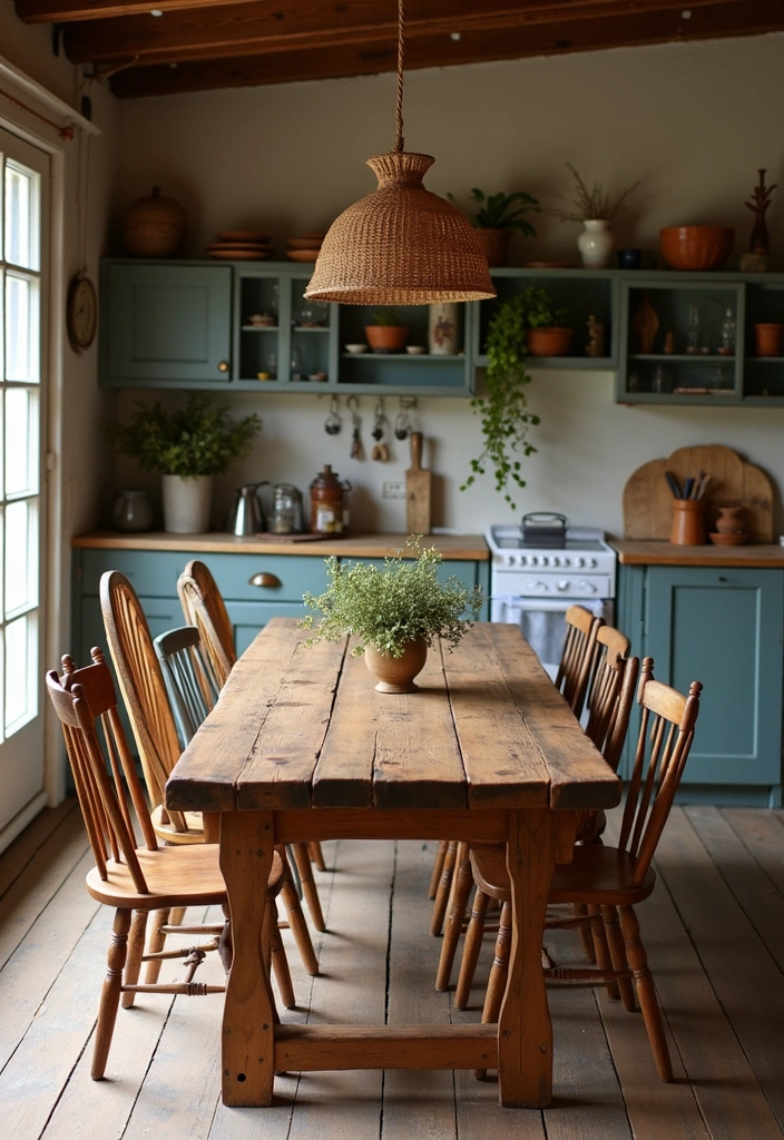 21+ Chic Boho Kitchen Ideas - 8. Rustic Wooden Elements