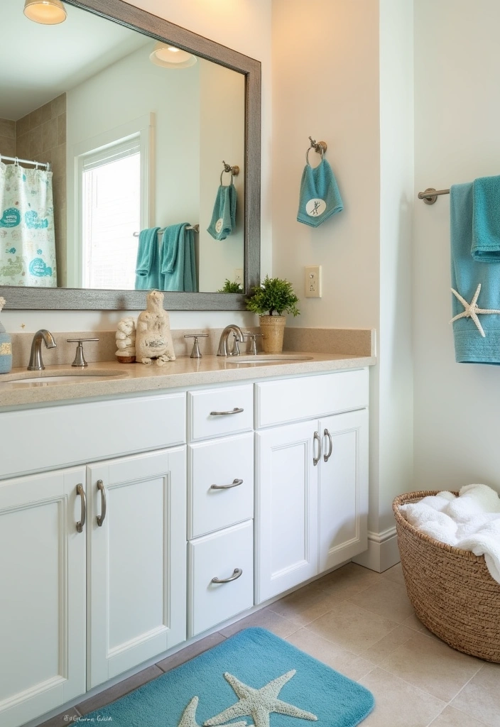 21+ Coastal Bathroom Ideas for a Beachy Retreat - 14. Beach-Inspired Accessories