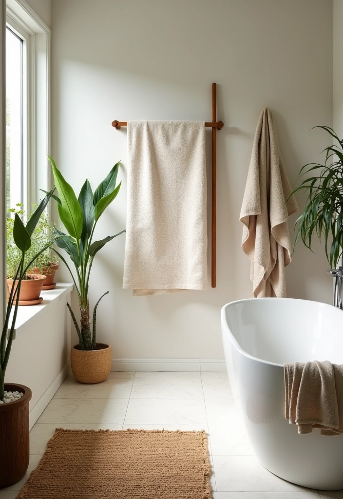 21+ Coastal Bathroom Ideas for a Beachy Retreat - 15. Eco-Friendly Coastal Decor