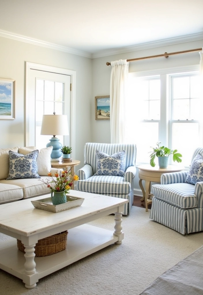 21+ Coastal Living Room Ideas - 10. Beachy Furniture