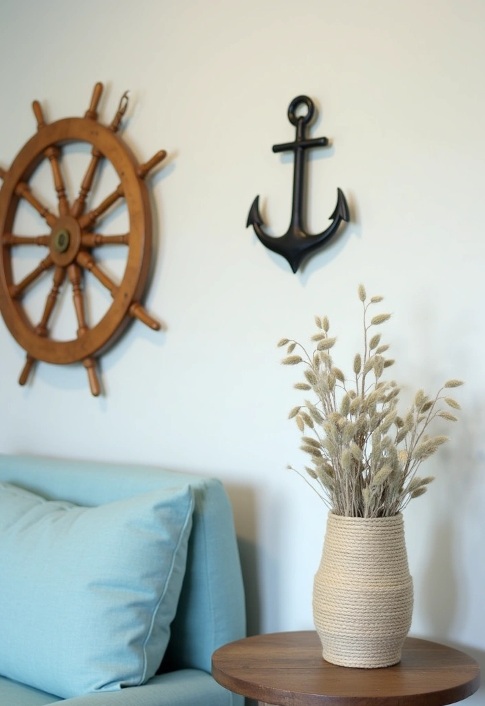 21+ Coastal Living Room Ideas - 2. Nautical Accents