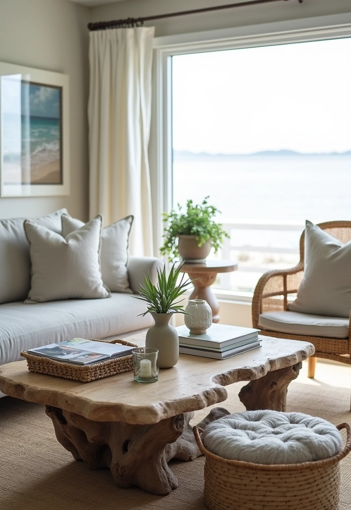 21+ Coastal Living Room Ideas - 3. Natural Textures