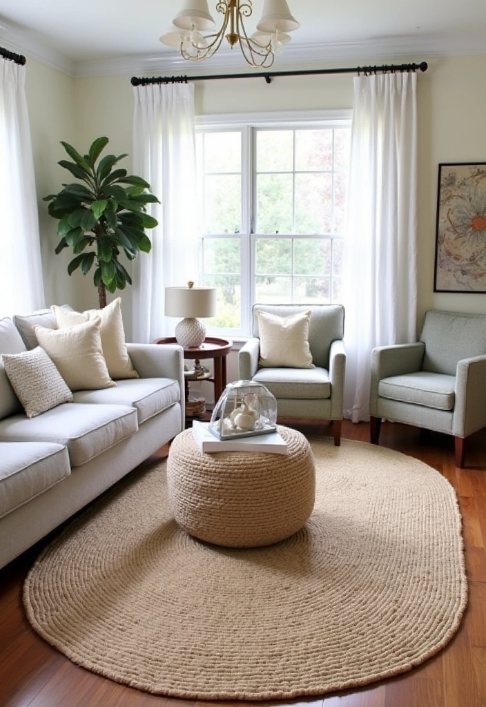 21+ Coastal Living Room Ideas - 7. Ocean-Inspired Rugs