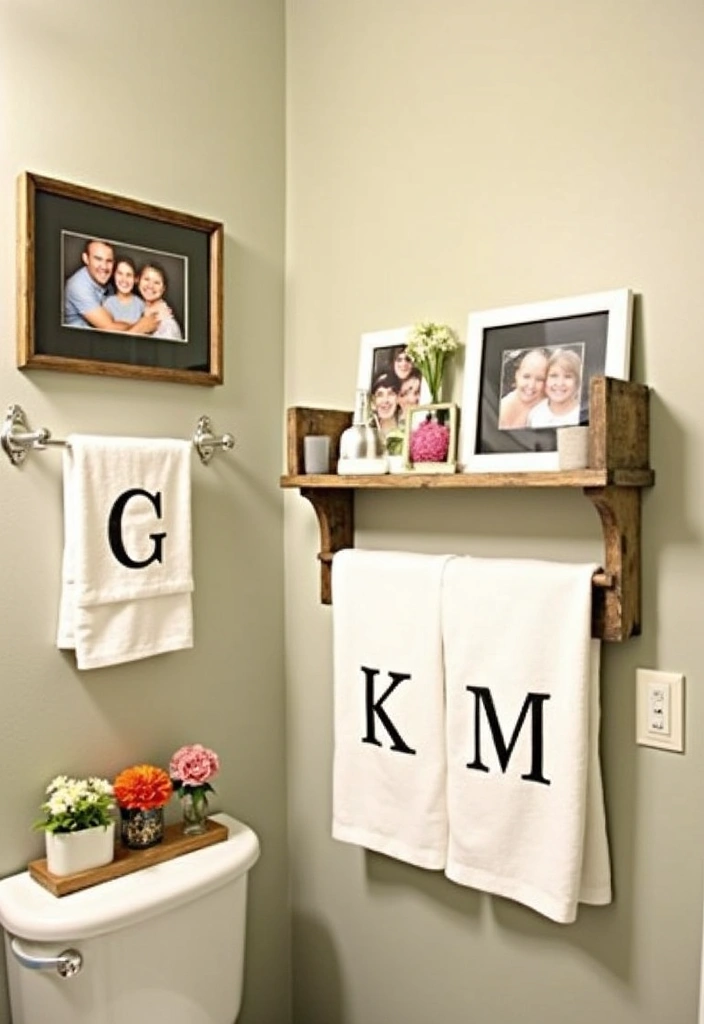 21+ Creative Farmhouse Bathroom Ideas - 19. Personalized Decor