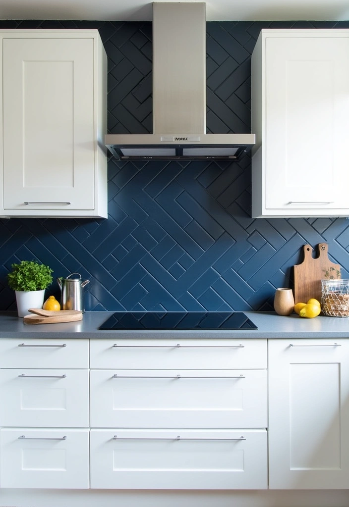 21+ Dark Blue Kitchen for Modern Home Ideas - 10. Dark Blue with Geometric Patterns