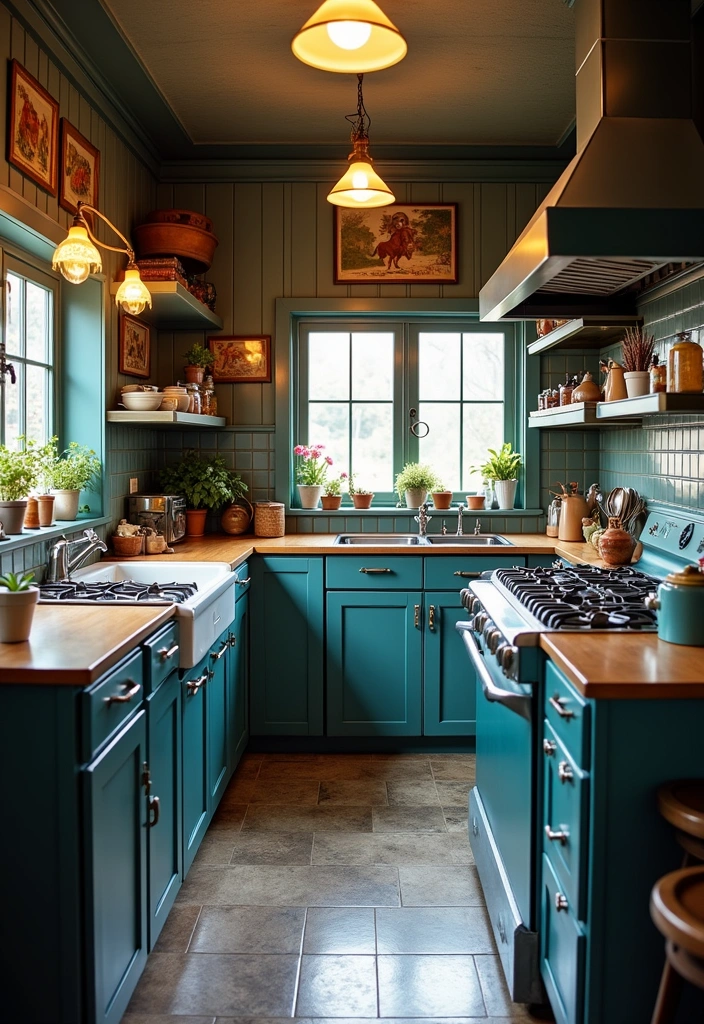 21+ Dark Blue Kitchen for Modern Home Ideas - 12. Dark Blue with Vintage Touches
