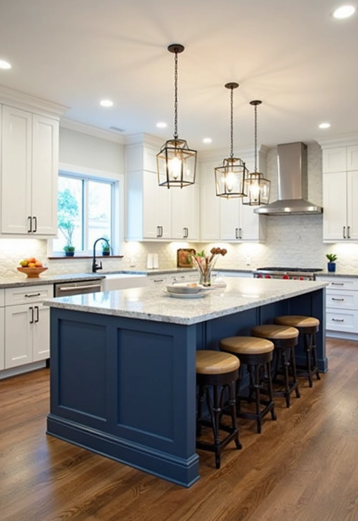 21+ Dark Blue Kitchen for Modern Home Ideas - 8. Dark Blue Kitchen Islands