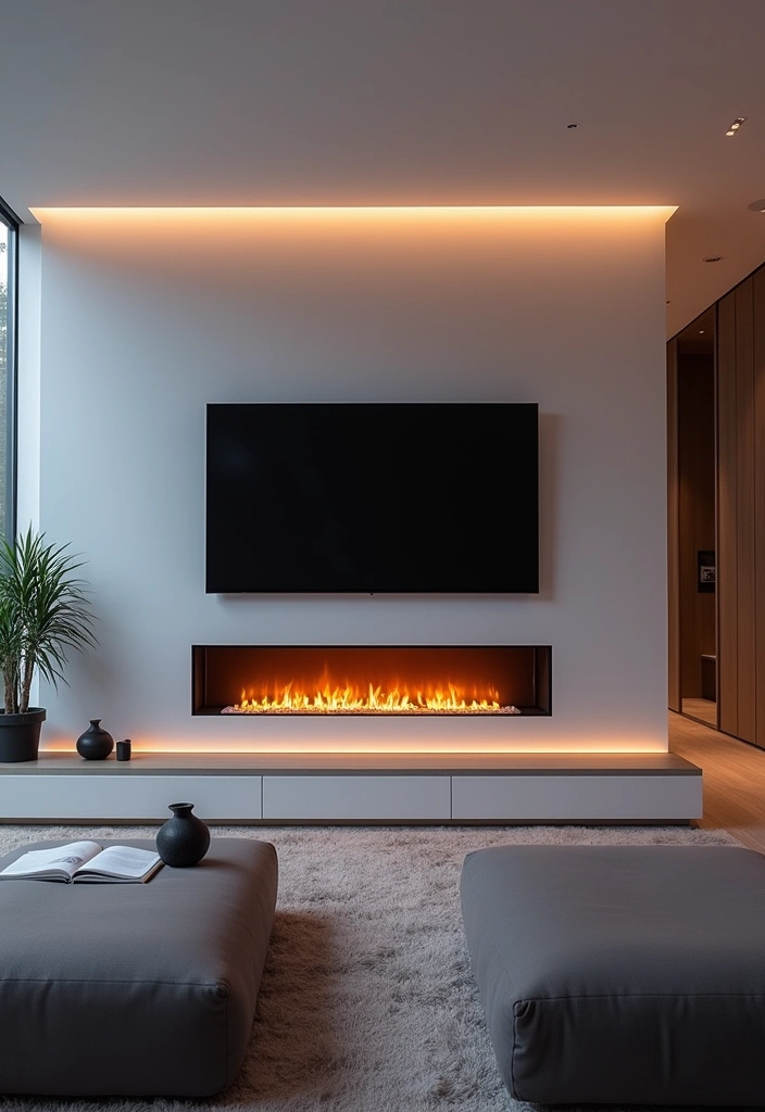 21+ Fireplace Wall Ideas With Wall Mounted TV - 14. Smart Tech Integration