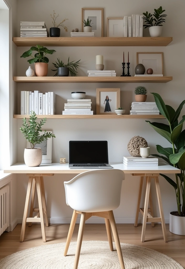 21+ Minimalist Home Office Ideas for Enhanced Productivity - 13. Open Shelving