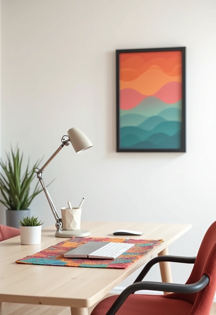 21+ Minimalist Home Office Ideas for Enhanced Productivity - 15. Minimalist Color Pops