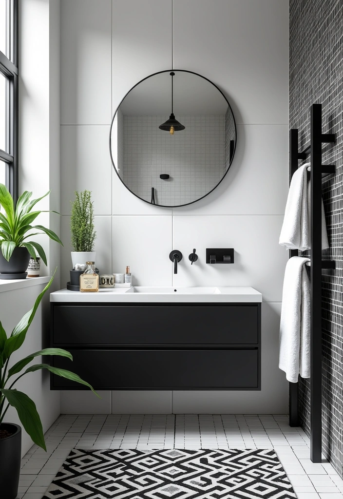 21+ Stylish Modern Bathroom Ideas - 1. Sleek Monochrome Elegance