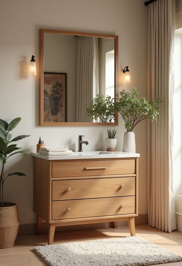 21+ Stylish Modern Bathroom Ideas - 14. Warm Wood Accents