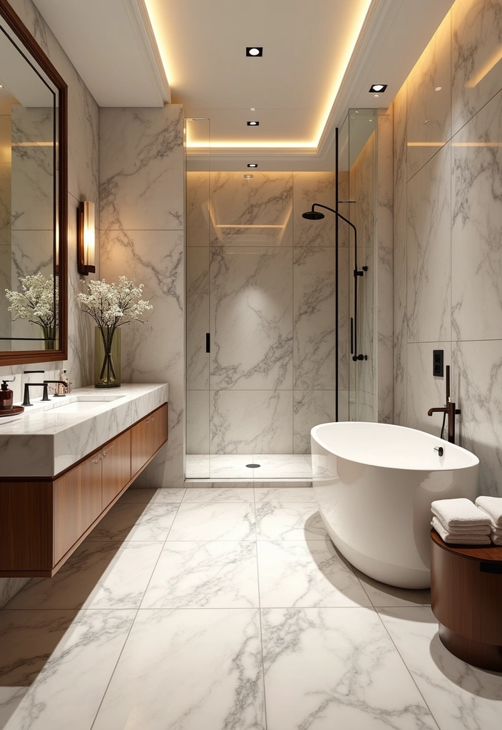 21+ Stylish Modern Bathroom Ideas - 16. Elegant Marble