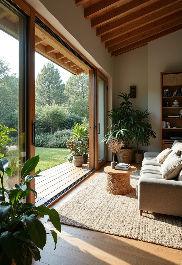 21+ Warm and Inviting Scandinavian Living Room Ideas - 14. Indoor-Outdoor Connection