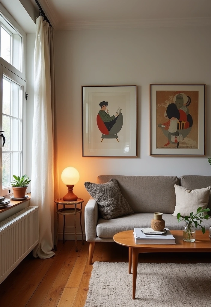 21+ Warm and Inviting Scandinavian Living Room Ideas - 19. Incorporating Vintage Finds