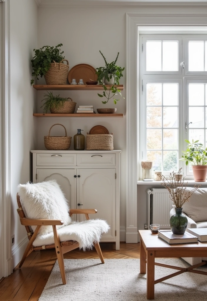 21+ Warm and Inviting Scandinavian Living Room Ideas - 20. Organizing for a Tidy Look