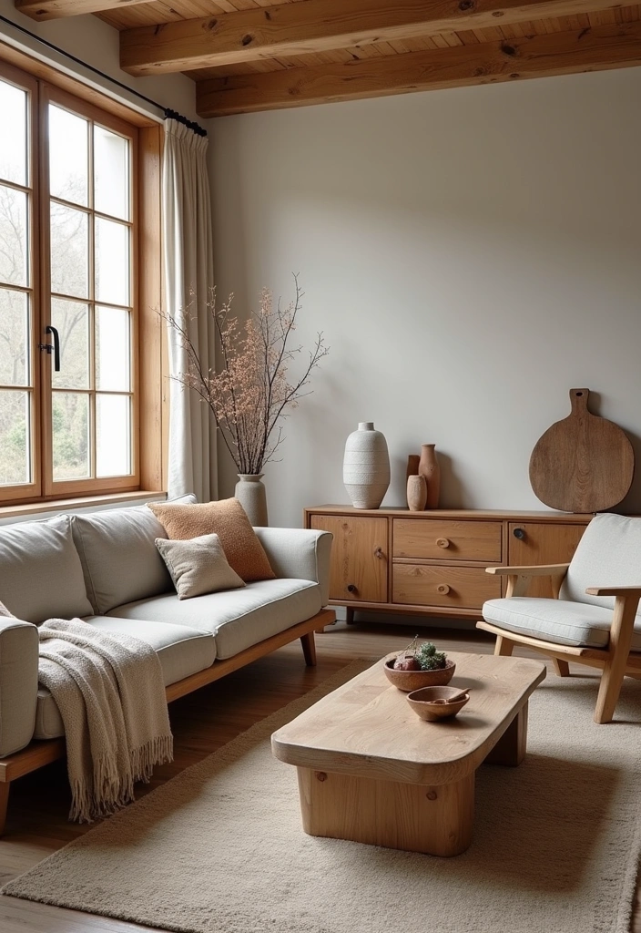 21+ Warm and Inviting Scandinavian Living Room Ideas - 21. Embracing Imperfection with Wabi-Sabi
