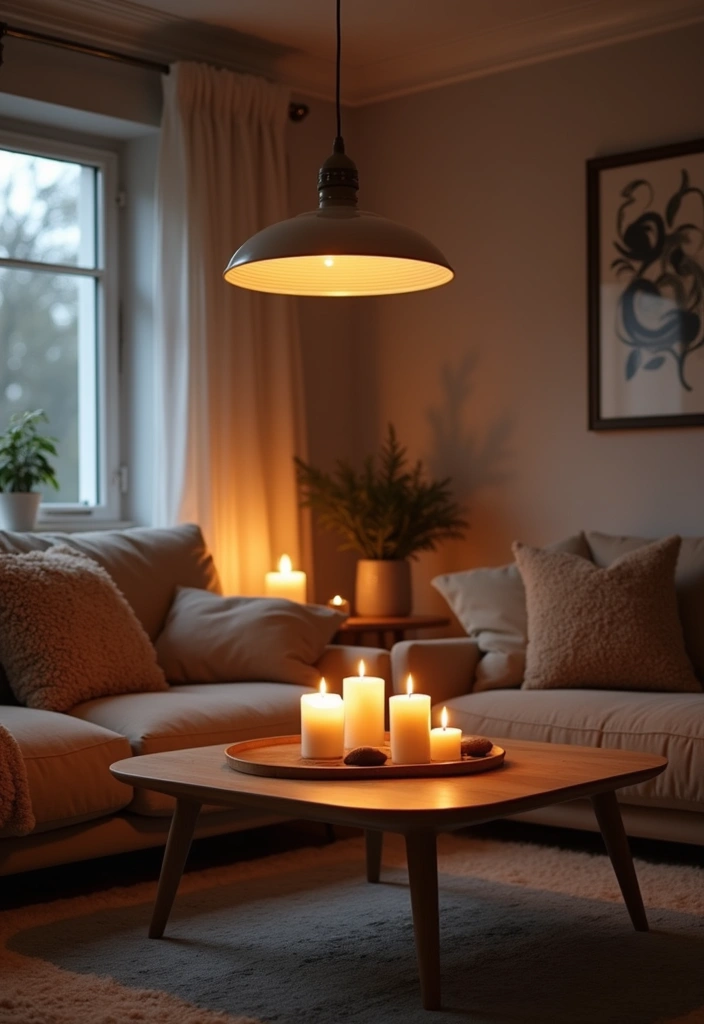 21+ Warm and Inviting Scandinavian Living Room Ideas - 4. Warm Lighting to Set the Mood