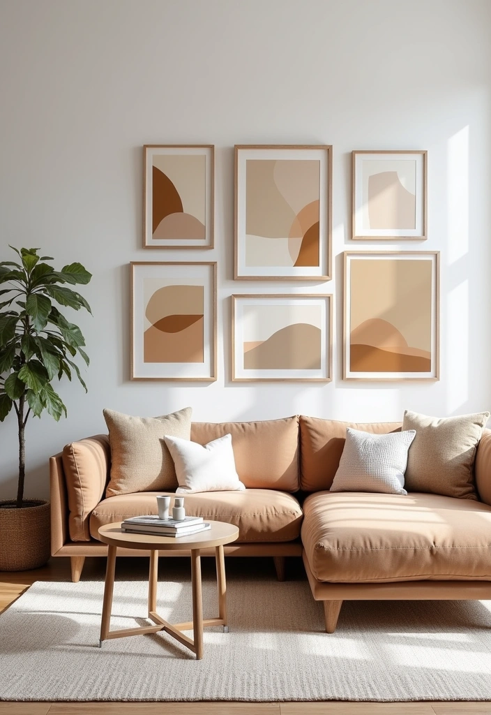 21+ Warm and Inviting Scandinavian Living Room Ideas - 7. Statement Artwork for Personal Touch