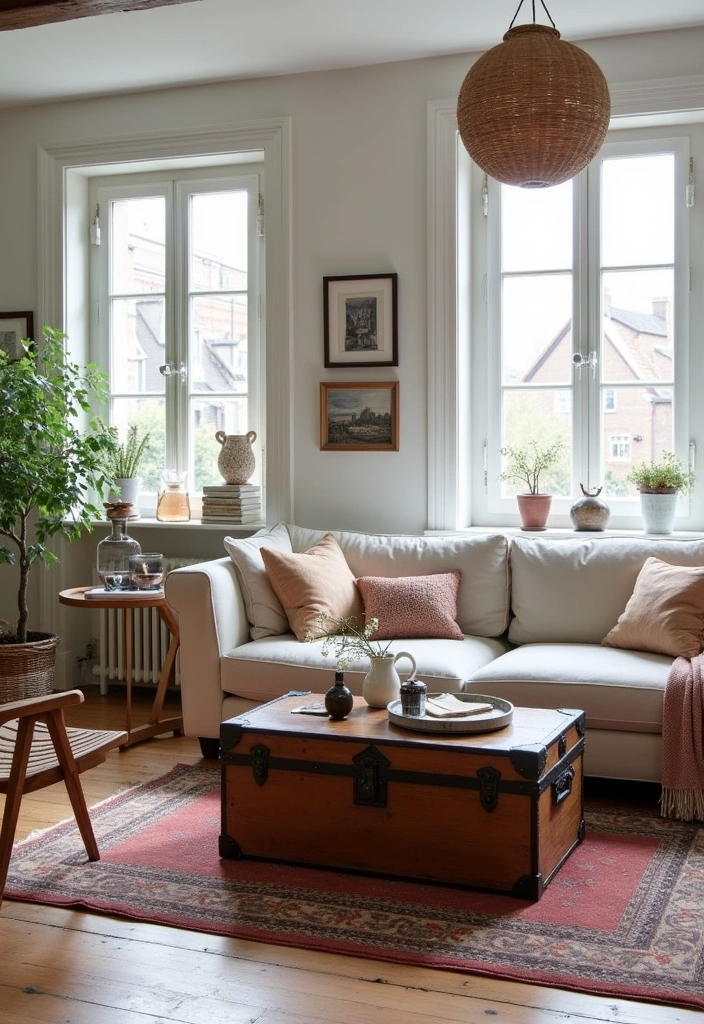 21+ Warm and Inviting Scandinavian Living Room Ideas - 9. Vintage Accents for Unique Charm