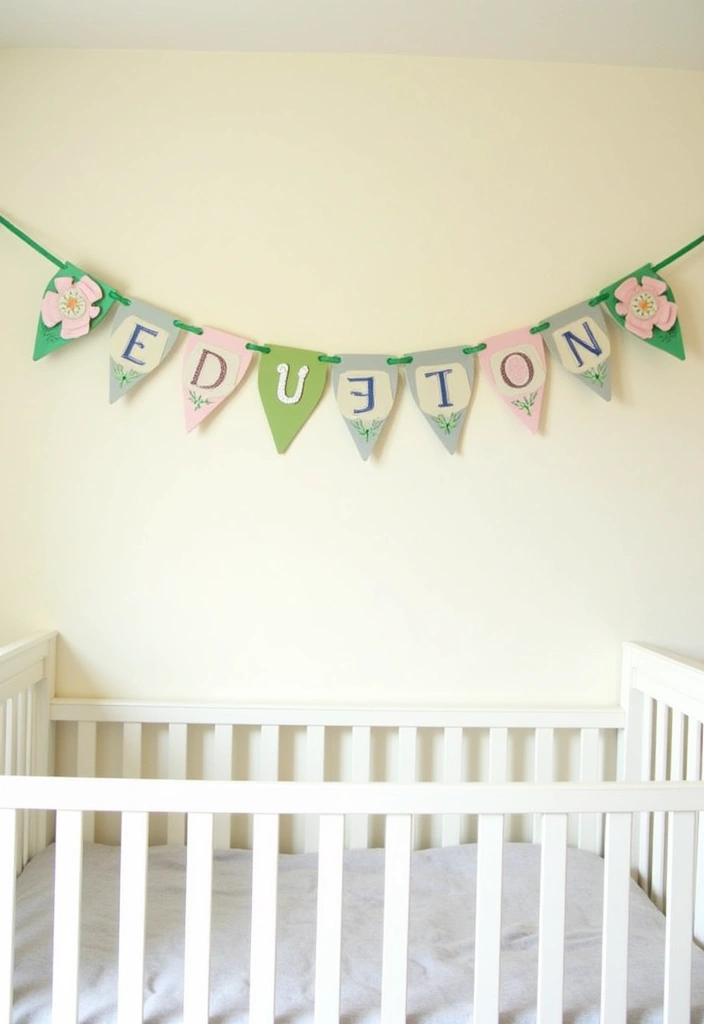 21+ Whimsical Wildflower Nursery Ideas - 17. Wildflower-Themed Name Banner