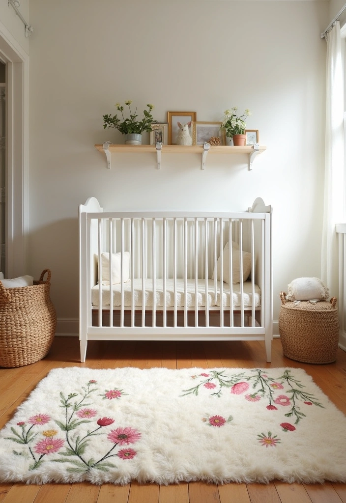 21+ Whimsical Wildflower Nursery Ideas - 18. Wildflower-Inspired Flooring