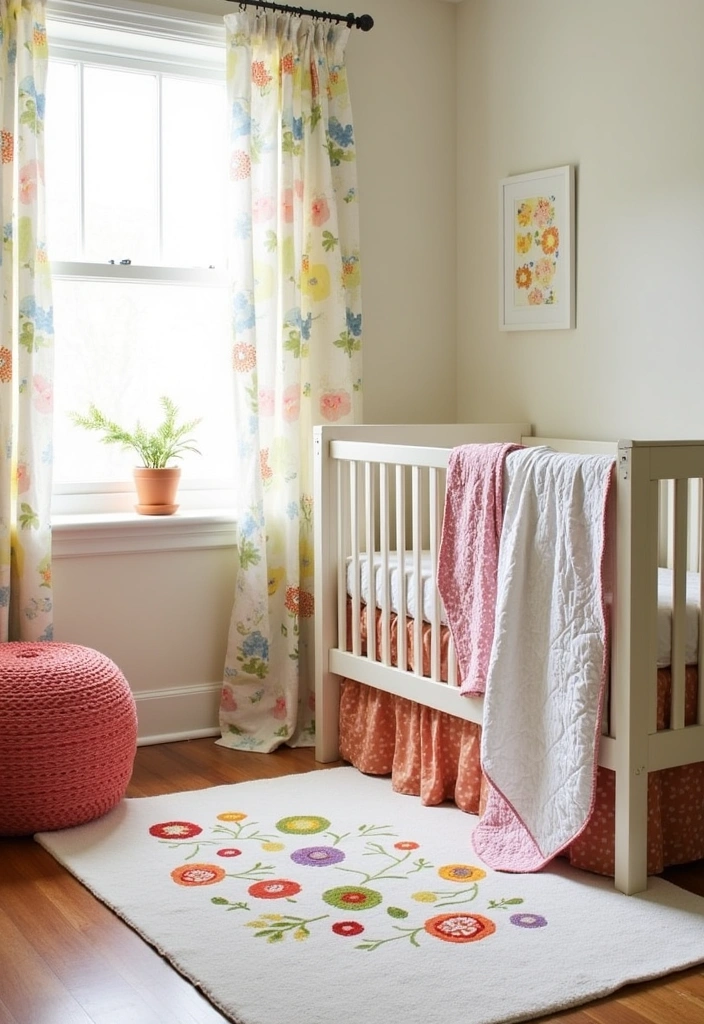 21+ Whimsical Wildflower Nursery Ideas - 2. Playful Textile Patterns