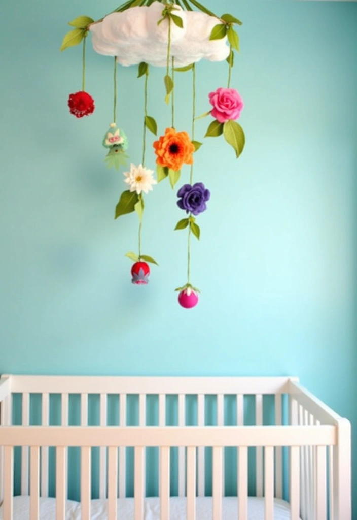 21+ Whimsical Wildflower Nursery Ideas - 3. Whimsical Ceiling Decor