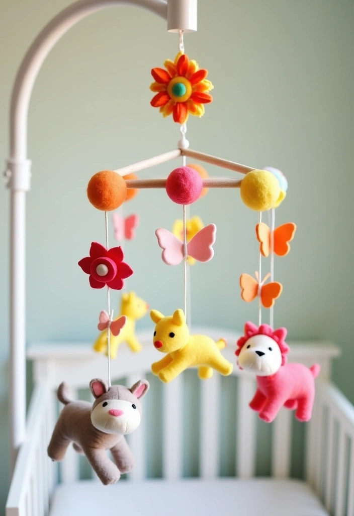 21+ Whimsical Wildflower Nursery Ideas - 7. Garden-Inspired Crib Mobile