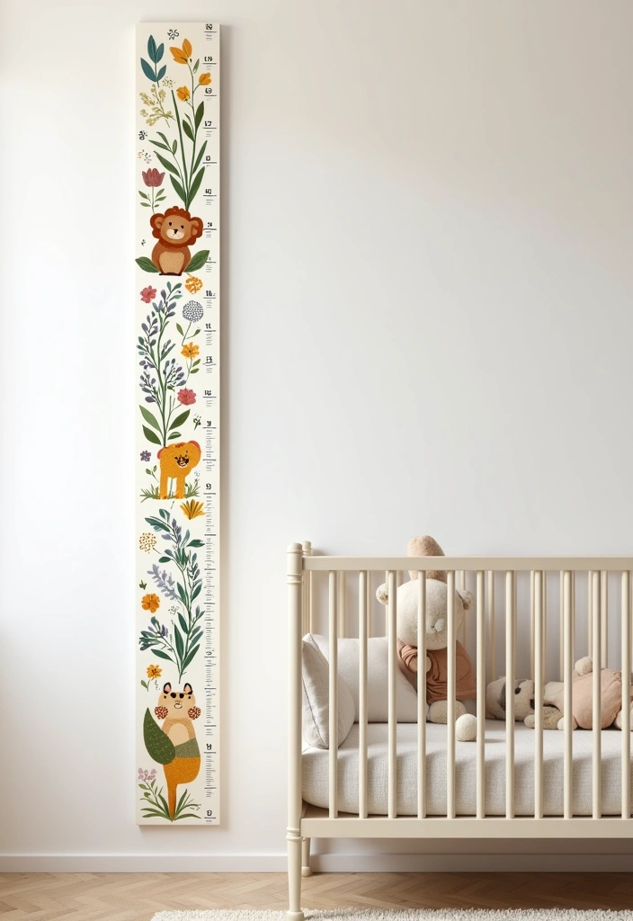 21+ Whimsical Wildflower Nursery Ideas - 8. Nature-Inspired Growth Chart