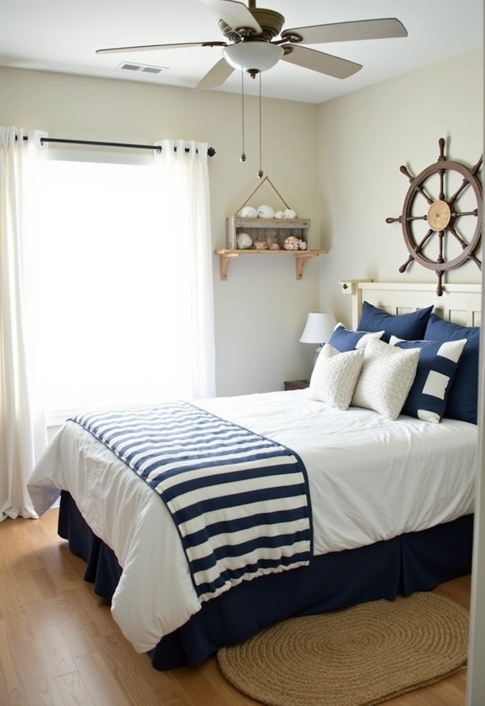 22+ Blue and White Bedroom Ideas - 1. Nautical Vibes