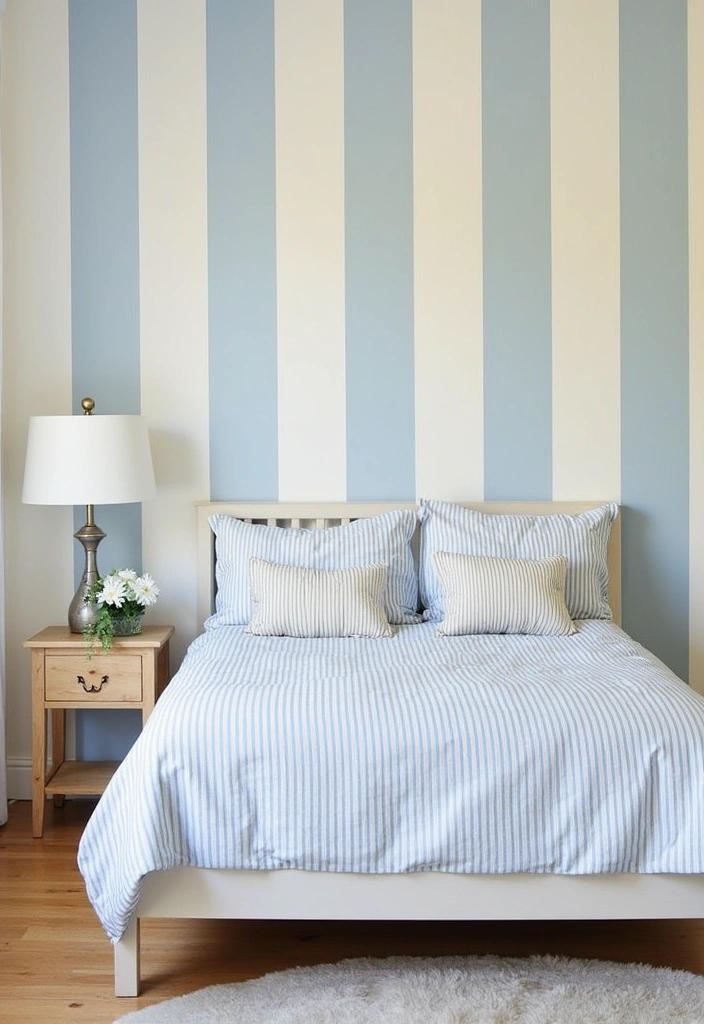 22+ Blue and White Bedroom Ideas - 9. Classic Stripes