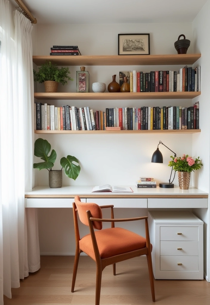 22+ Chic Japandi Home Office Ideas - 18. Creative Use of Shelving