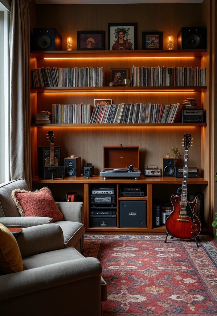 22+ Classy Man Cave Ideas - 11. Music Lover's Retreat