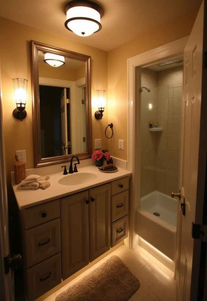 22+ Explore Stunning Small Bathroom Ideas - 10. Smart Lighting Solutions