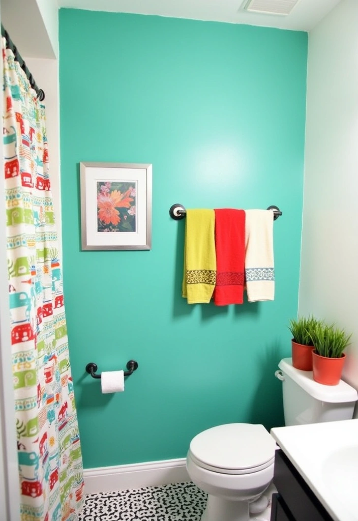 22+ Explore Stunning Small Bathroom Ideas - 2. Bold Color Pop