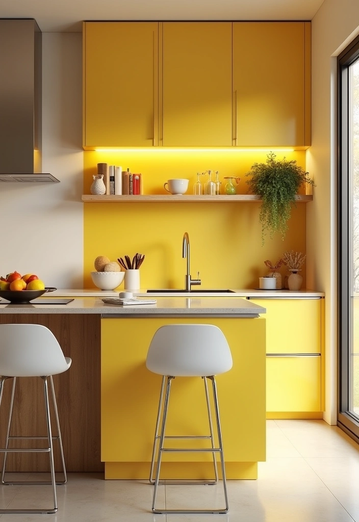 22+ Inspiring Yellow Kitchen Ideas - 10. Yellow Furniture Accents