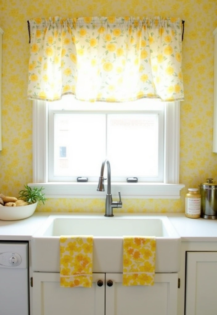 22+ Inspiring Yellow Kitchen Ideas - 11. Yellow Floral Patterns