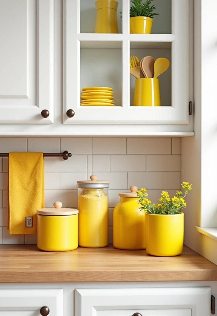 22+ Inspiring Yellow Kitchen Ideas - 15. Yellow Kitchen Accessories