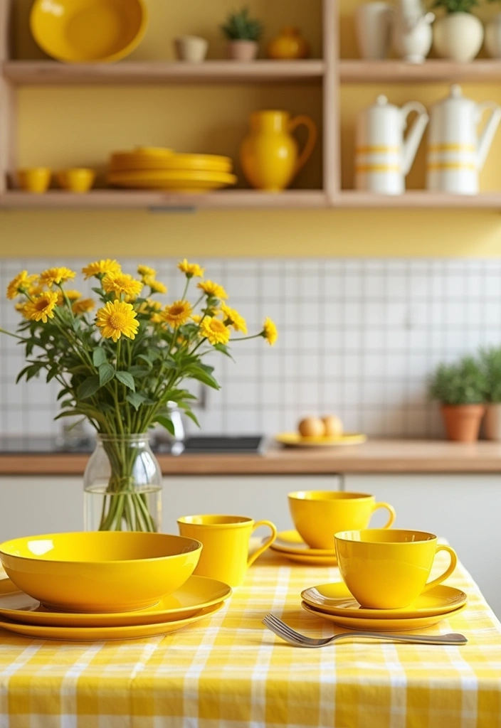 22+ Inspiring Yellow Kitchen Ideas - 8. Playful Yellow Dishware