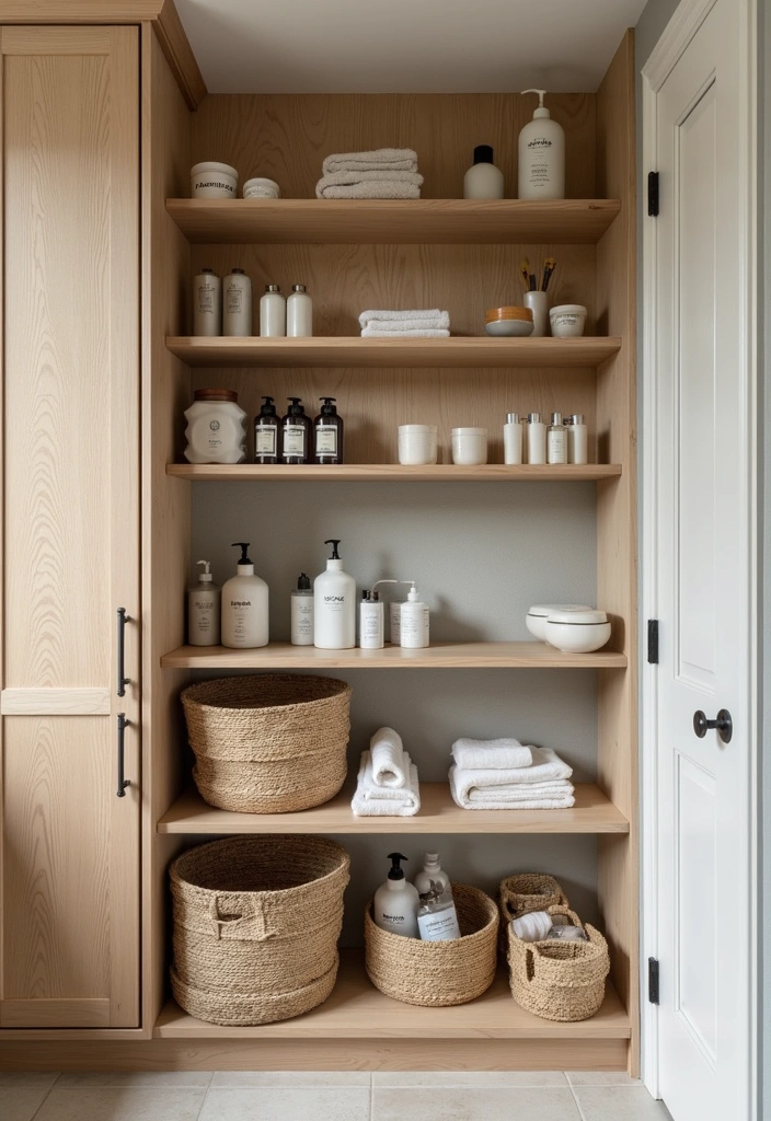 22+ Japanese Style Bathroom Ideas - 13. Stylish Storage Solutions