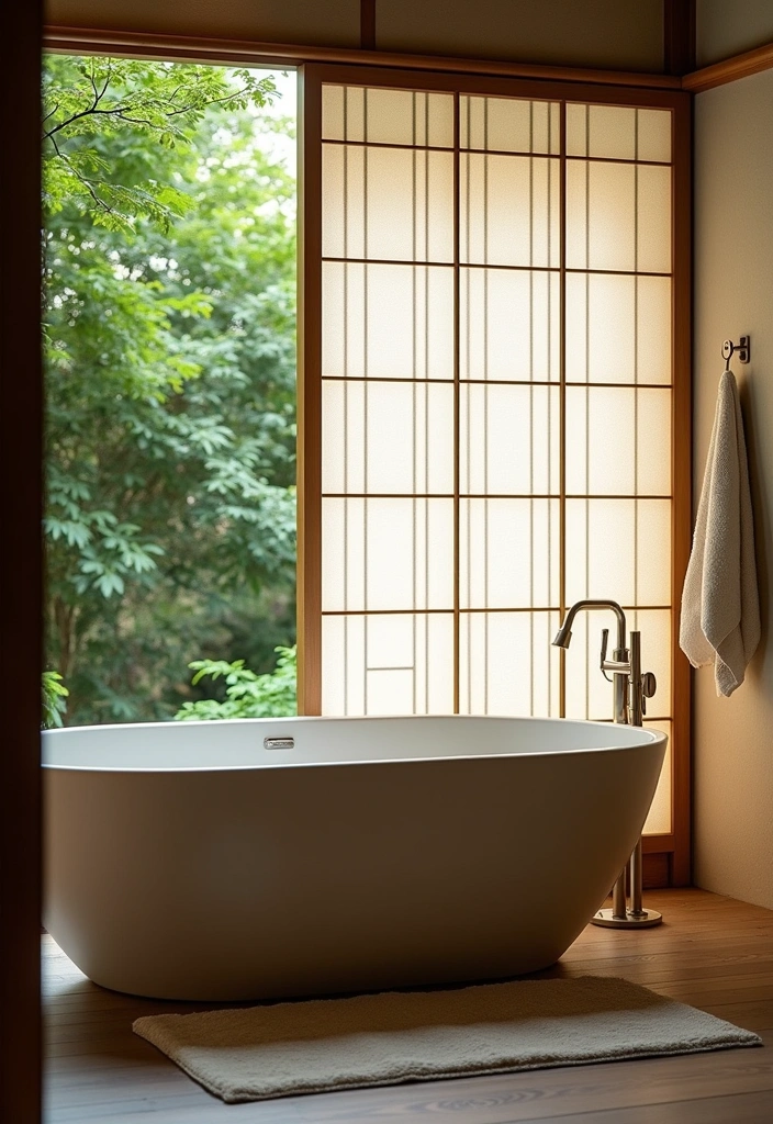 22+ Japanese Style Bathroom Ideas - 3. Shoji Screen Privacy