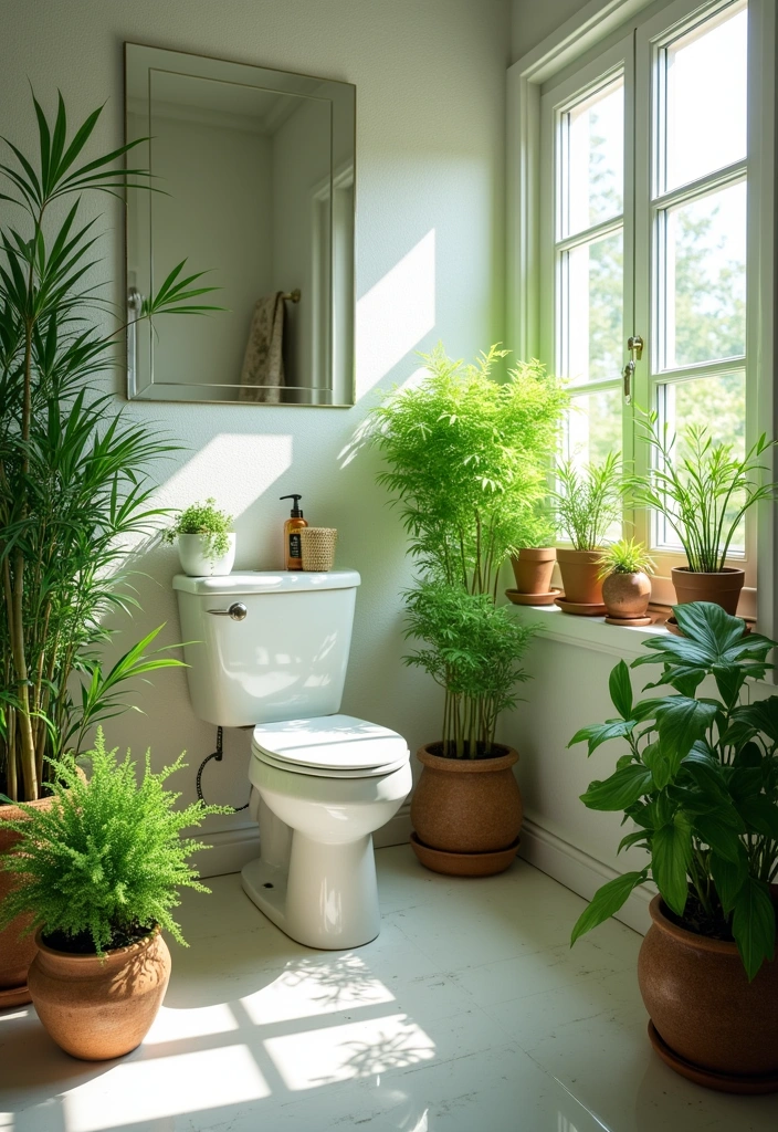 22+ Japanese Style Bathroom Ideas - 7. Indoor Plants for Freshness