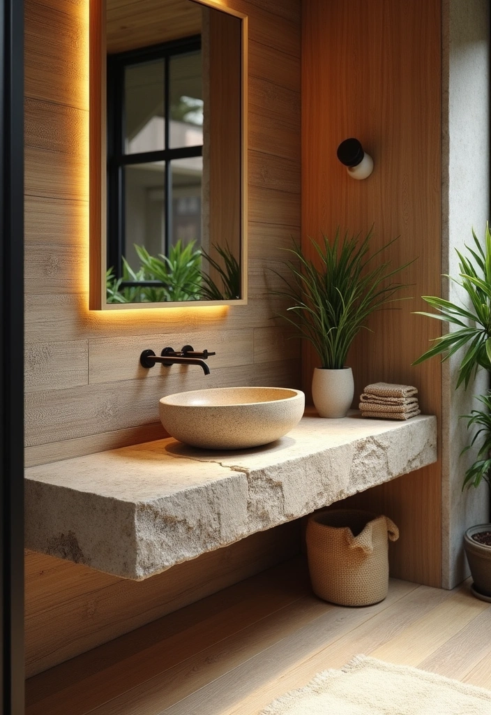 22+ Japanese Style Bathroom Ideas - 9. Stone Accents