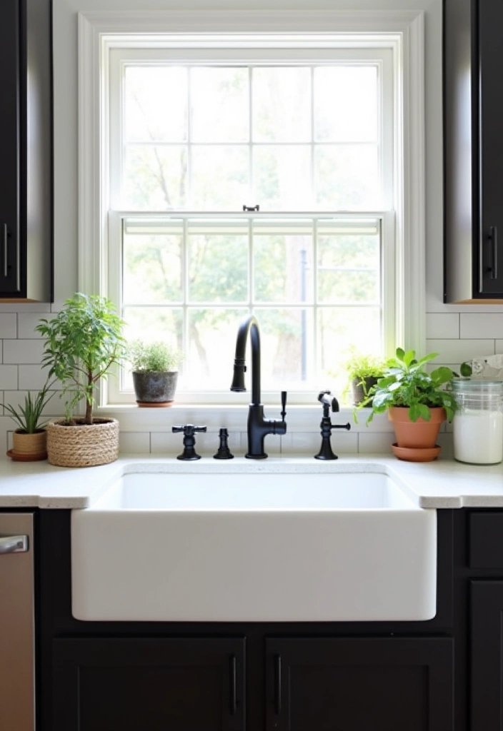 22+ Moody Farmhouse Kitchen Ideas - 10. Farmhouse Sink